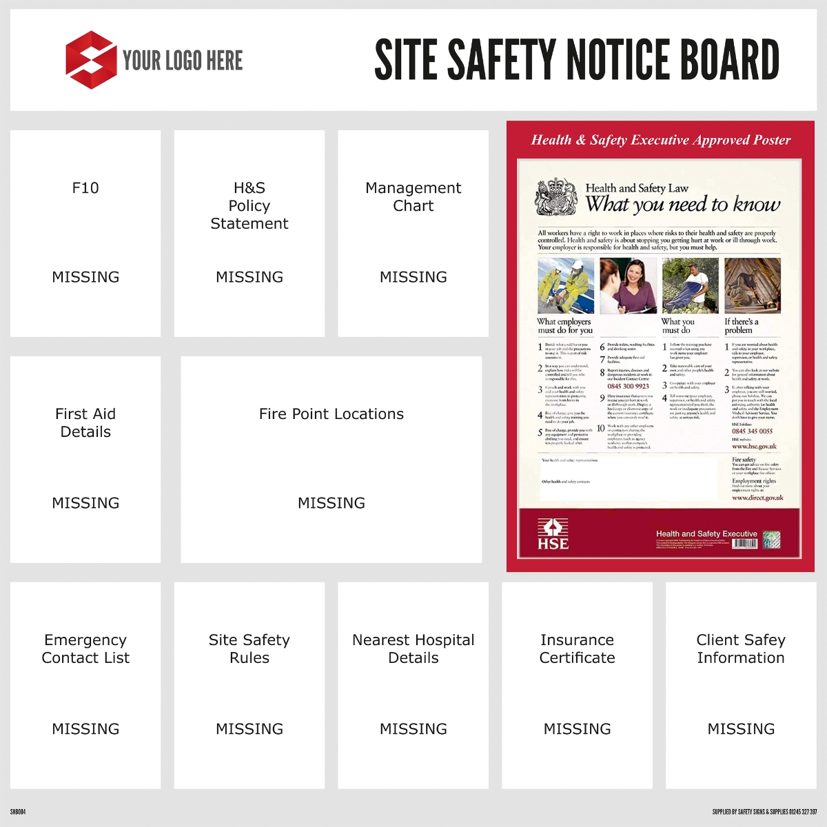 1220mm x 1220mm Safety Notice Board Safety Signs UK Ltd